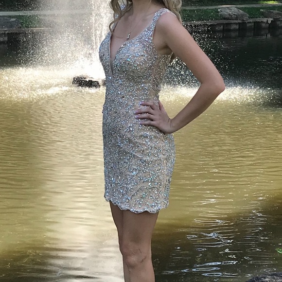 nude homecoming dress La Femme 28646 Dress - La Femme Prom Dresses